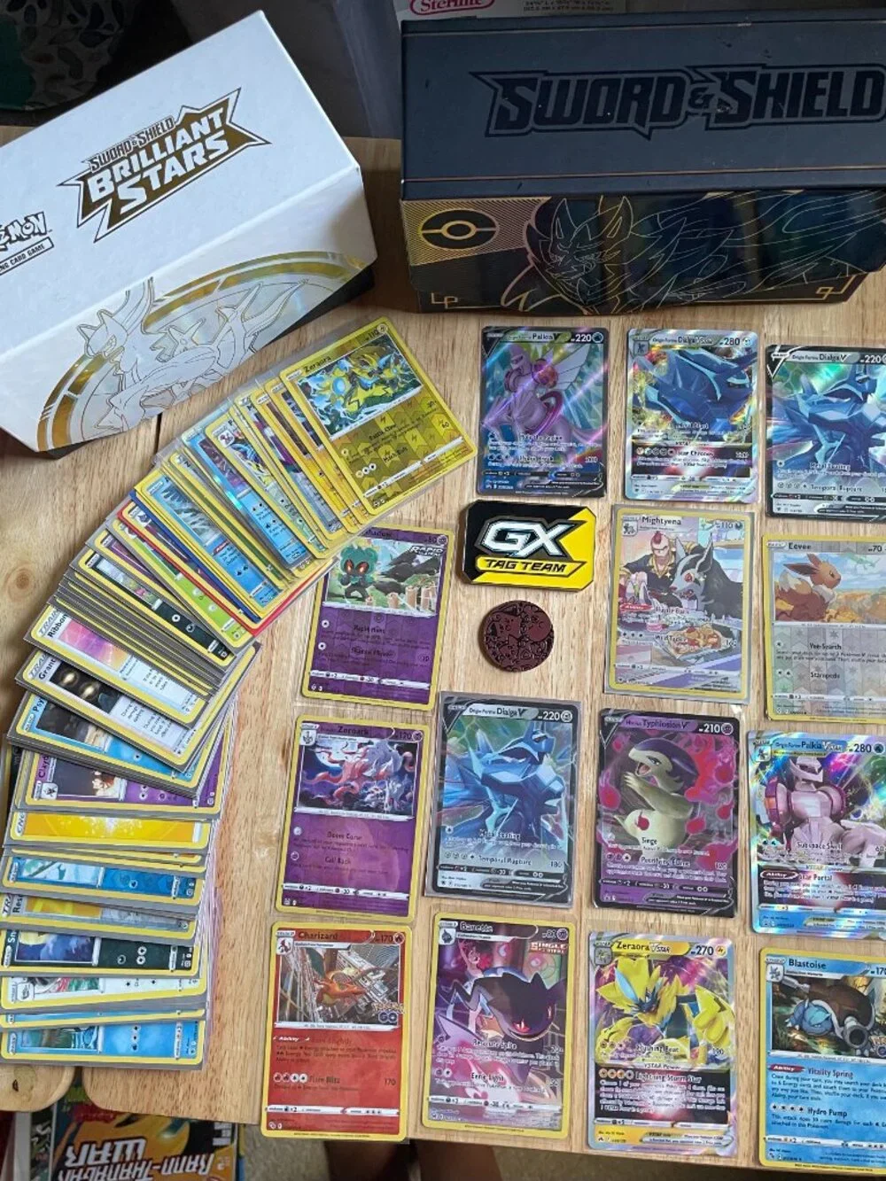 Pokémon Sword & Shield 79 Card Lot + 2 Boxes + 2 Silver Tempest Booster Packs